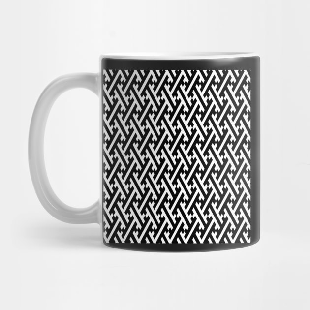 Traditional Japanese Sayagata Geometric Pattern in Greyscale/Black and White by Charredsky